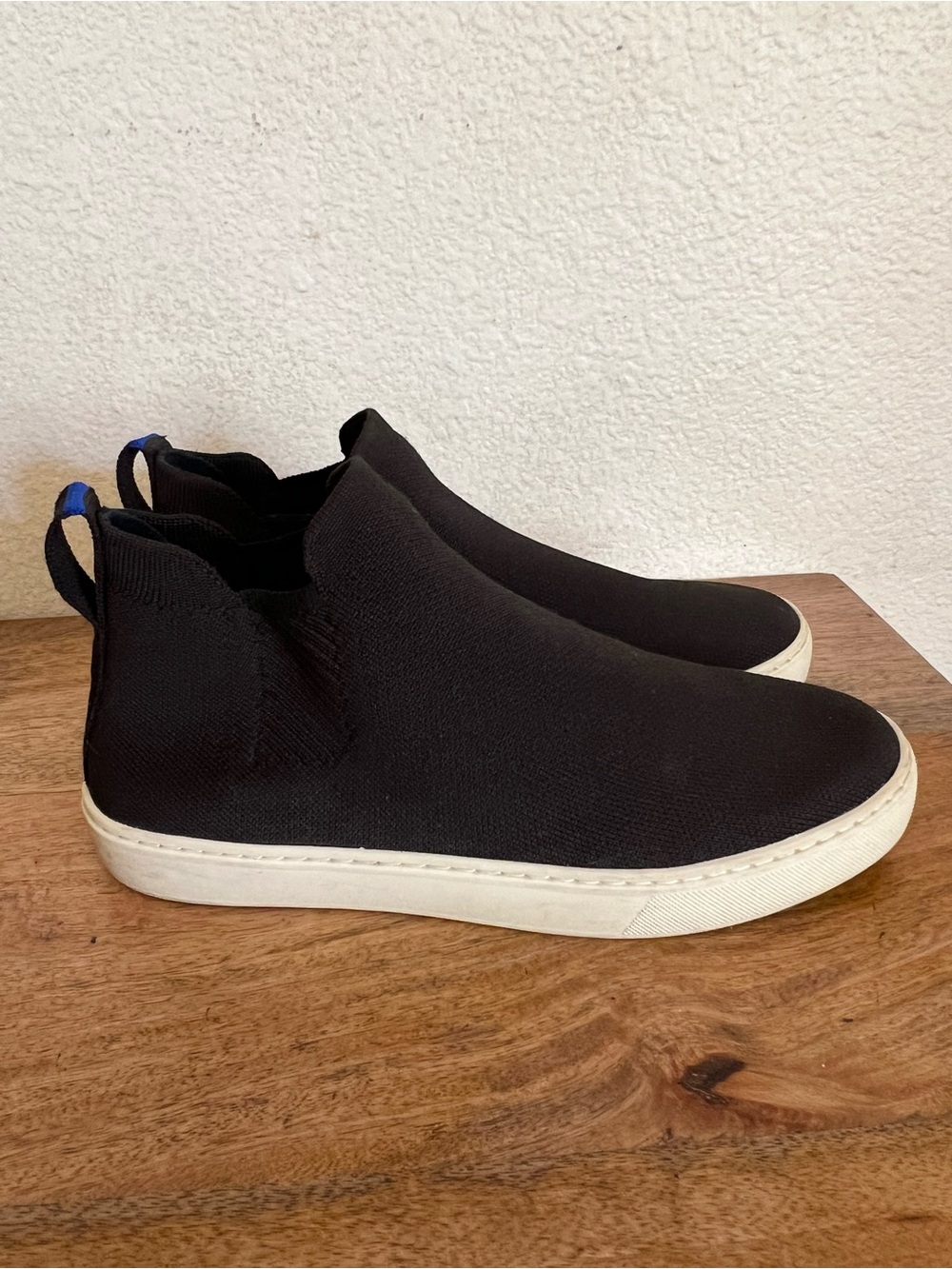 Rothy's Black Knit Slip-On Sneakers with White Sole